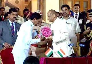 k. chandrasekhara rao takes oath as first chief... k. chandrasekhara rao takes oath as first chief...