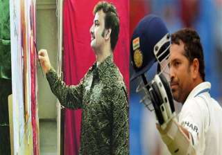 a man with a brush to paint sachin s wish on... a man with a brush to paint sachin s wish on...