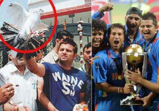 raina frees 11 white pigeons to celebrate wc win... raina frees 11 white pigeons to celebrate wc win...