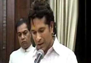 sachin tendulkar takes oath as rajya sabha member... sachin tendulkar takes oath as rajya sabha member...