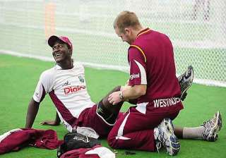 work on at frantic pace at windies warm up venue... work on at frantic pace at windies warm up venue...