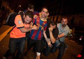 barcelona soccer celebrations turn violent -... barcelona soccer celebrations turn violent -...