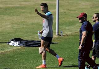 ronaldo cuts short training session for portugal... ronaldo cuts short training session for portugal...