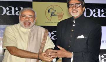 modi thanks big b for taking gujarat on world... modi thanks big b for taking gujarat on world...