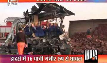 passenger bus collides with truck killing 25... passenger bus collides with truck killing 25...