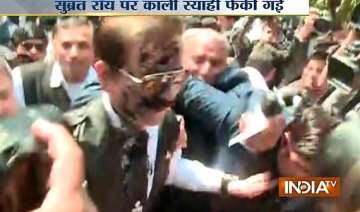 black ink thrown at sahara owner subrata roy sc... black ink thrown at sahara owner subrata roy sc...