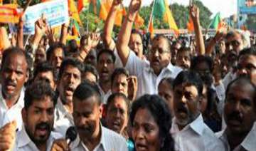 gujarat bjp workers stage protest over weakening... gujarat bjp workers stage protest over weakening...