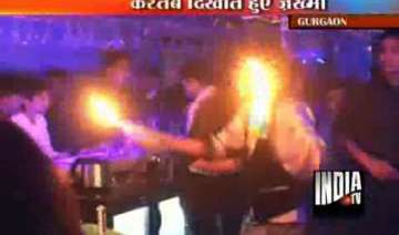gurgaon mall bartender gets facial burns while... gurgaon mall bartender gets facial burns while...