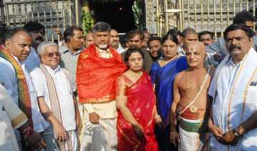 tdp chief offers prayers at shrine of lord... tdp chief offers prayers at shrine of lord...