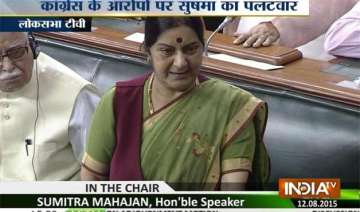 lok sabha sushma targets rahul rajiv in no holds... lok sabha sushma targets rahul rajiv in no holds...