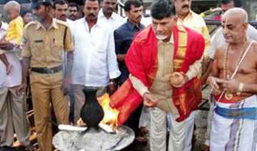 tdp chief offers prayers at shrine of lord... tdp chief offers prayers at shrine of lord...