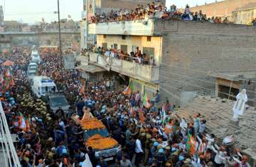 Prime Minister Narendra Modi during his road show... Prime Minister Narendra Modi during his road show...