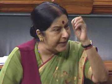 File pic of Sushma Swaraj speaking on the floor... File pic of Sushma Swaraj speaking on the floor...