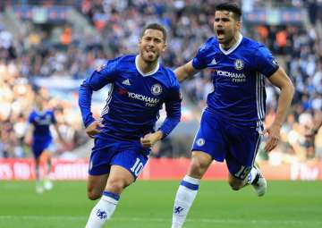 A file image of Chelsea players Diego Costa and... A file image of Chelsea players Diego Costa and...