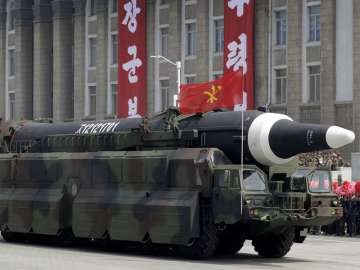 N Korea's Hwasong-10 missile during a military... N Korea's Hwasong-10 missile during a military...