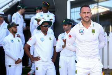 Faf du Plessis of South Africa looks on during... Faf du Plessis of South Africa looks on during...