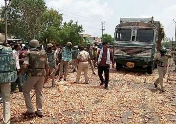 File pic - Farmers throwing vegetables on the... File pic - Farmers throwing vegetables on the...