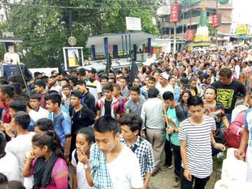 GJM supporters during their protest in Darjeeling... GJM supporters during their protest in Darjeeling...