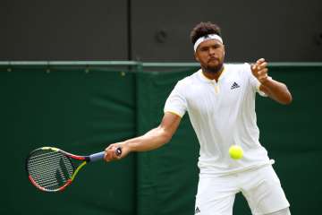 Jo-Wilfried Tsonga of France plays a forehand -... Jo-Wilfried Tsonga of France plays a forehand -...