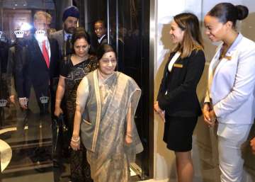 Sushma Swaraj in New York for UNGA 2017 - India TV Sushma Swaraj in New York for UNGA 2017 - India TV