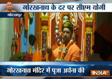 UP CM Yogi Adityanath celebrates Dussehra in... UP CM Yogi Adityanath celebrates Dussehra in...