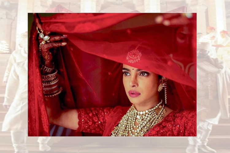 priyanka chopra wedding red lehenga