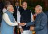President Ram Nath Kovind being greeted by Prime Minister