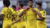 Achraf Hakimi Mouh of Borussia Dortmund celebrates scoring