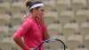 Victoria Azarenka of Belarus reacts after missing a shot