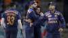 India's Virat Kohli, second left, celebrates with teammates