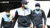 The Indian team and staff arrive for the India nets session