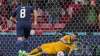 Finland's goalkeeper Lukas Hradecky makes a save during the
