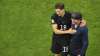 Germany's manager Joachim Loew greets Germany's Leon