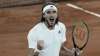 Stefanos Tsitsipas of Greece celebrates after defeating