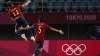 Spain's Mikel Oyarzabal celebrates scoring from the penalty spot 