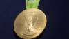 A close-up of the Olympic gold medal during the Launch of