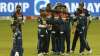 Sri Lankan players celebrate the dismissal of Indias