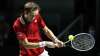 Daniil Medvedev of Russian Tennis Federation plays a backhand against Mikael Ymer of Sweden during t