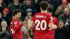 rent Alexander-Arnold of Liverpool celebrates after scoring their side's third goal with Roberto 